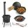 Utschak Ø36cm 2mm Stahl Feuerofen mit Abzugsrohr Aschekasten Gusseisen Kazan 10L Set Outdoor Küche Campingofen Feldküche Dutch Oven BBQ Lagerfeuer Eintopfofen