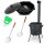 Ø36cm Uchag 2mm Stahl mit Abzugsrohr 12L Kasan Guseisen Feuerstelle Kazan WOK Utschak Utschag Feldküche Campingofen Außenküche Eintopfofen mit Schaumkelle Suppenkelle Grillfächer