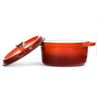 Emaillierter Gusseisen Topf mit Deckel Ø24 cm 4L - Bräter Dutch Oven für alle Herdarten inkl. Induktion Backofen gleichmäßige Hitzeverteilung ideal für Schmoren Brot