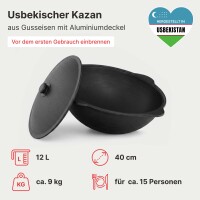 Usbekischer Uchag 2mm Stahl 12L Outdoor Kazan Set...