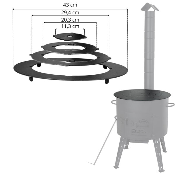 Ø40cm Uchag 2mm stahl Utschak-Ofen Adapter-Ringe Abzugsrohr Utschag Feldküche Feuerstelle Campingofen Außenküche Eintopfofen