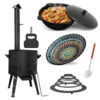 Ø49cm Uchag 2mm Stahl Rohr Adapter-Ringe 22L Kazan Gusseisen Kasan Utschag Utschak Feldküche Feuerstelle Campingofen Außenküche Eintopfofen Schaumkelle Grillfächer Orientalischer Teller