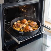 Ø26 cm Pfanne aus Gusseisen mit Holzgriff abschraubbar 65mm hoch Gusseisenpfanne Bratpfanne Steakpfannen Cast Iron Pan Feuerpfanne geeignet für Gasgrill Backofen Feuerstelle alle Herdarten Induktion