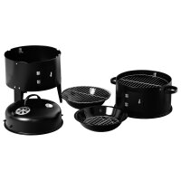 Räucher Ofen - Rund Holzkohlegrill - Camping Mini Tisch Smoker Schrank BBQ aus Stahl