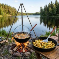 3er-Set XL 60 cm Schöpflöffel Suppenkelle Küchenhelfer Gießlöffel Soßenlöffel Schaumkelle Schumovka Schaumlöffel Edelstahl Perfekt für Kazans oder Großküchen