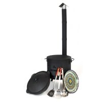 Ø40cm Uchag 2mm stahl Utschak-Ofen Adapter-Ringe Abzugsrohr 12L Kazan eben Kasan Utschag Feldküche Feuerstelle Campingofen Außenküche Eintopfofen Schaumkelle Orientalischer Teller