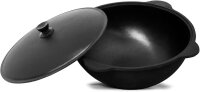 Variation: Kazan Gusseisen mit Deckel – Original Uzbekischer Kazan Namangan Dutch Oven Feuertopf für Camping Grill Outdoor Schwenktopf für Plov Wok Eintopf robuster Gusseisenkessel