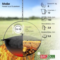 12L Gusseisen Schwenktopf Kazan Asia Kasan mit Deckel aus...