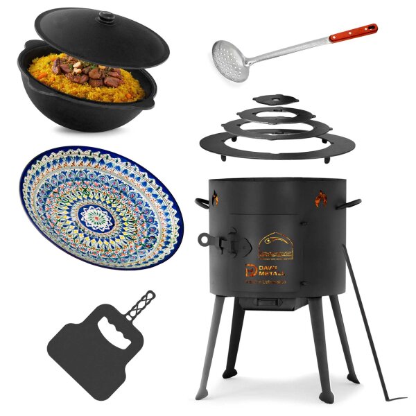 Ø36cm Uchag 2mm stahl Utschak-Ofen Adapter-Ringe 10L Kazan Kasan Utschag Feldküche Feuerstelle Campingofen Außenküche Eintopfofen Schaumkelle Grillfächer Orientalischer Teller