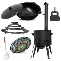 Ø36cm Uchag 2mm Stahl Adapter-Ringe Abzugsrohr 10L Kazan Gusseisen Kasan Utschag Utschak Feldküche Feuerstelle Campingofen Außenküche Eintopfofen Schaumkelle Grillfächer Orientalischer Teller