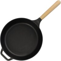 Gusseisen Pfanne 22-28 cm Schmorpfanne Bratpfanne mit Griff abschraubbar Gußeisenpfanne für alle Herdarten inkl. Induktion