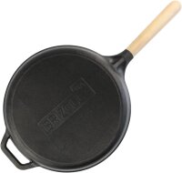 Gusseisen Pfanne 22-28 cm Schmorpfanne Bratpfanne mit Griff abschraubbar Gußeisenpfanne für alle Herdarten inkl. Induktion