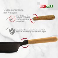 Gusseisen Pfanne 22-28 cm Schmorpfanne Bratpfanne mit Griff abschraubbar Gußeisenpfanne für alle Herdarten inkl. Induktion