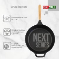 Gusseisen Pfanne 22-28 cm Schmorpfanne Bratpfanne mit Griff abschraubbar Gußeisenpfanne für alle Herdarten inkl. Induktion