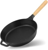 Gusseisen Pfanne 22-28 cm Schmorpfanne Bratpfanne mit Griff abschraubbar Gußeisenpfanne für alle Herdarten inkl. Induktion