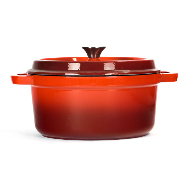 Variation: Emaillierter Gusseisen Topf mit Deckel 24 - 26 - 28 cm - Bräter Dutch Oven für alle Herdarten inkl. Induktion Backofen gleichmäßige Hitzeverteilung ideal für Schmoren Brot