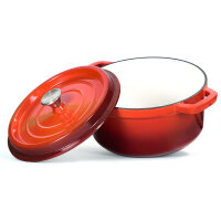 Variation: Emaillierter Gusseisen Topf mit Deckel 24 - 26 - 28 cm - Bräter Dutch Oven für alle Herdarten inkl. Induktion Backofen gleichmäßige Hitzeverteilung ideal für Schmoren Brot