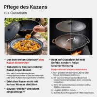 Utschag Campingofen Set mit 15L Premium Gusseisen Kazan mit Gusseisendeckel geschliffen eingebrannt Rauchrohr Aschekasten Adapterringe Schaumkellen