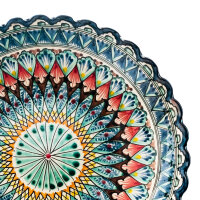 Ø30cm Wok mit zwei Griffe aus Gusseisen mit Deckel Holz Pfannenwender Pchak Messer Usbekischer Teller