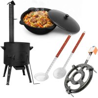 Outdoor Kochset Feuerstelle mit Abzugsrohr Ø44 cm...