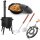 Outdoor Kochset Feuerstelle mit Abzugsrohr Ø44 cm 2 mm Stahl Gusseisen Kasan 16L aus Namangan mit Aluminiumdeckel Gasbrenner Dutch Oven Set Schaumkelle Suppenkelle
