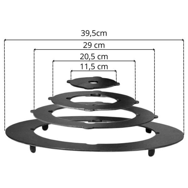 Ø34,5-38 cm Adapter - Ringe für Eintopfofen Utschak Herdplatte für Feuerkessel Kasan Adaptierung Kazan