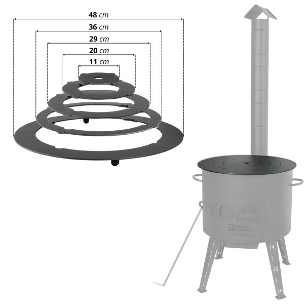 Ø43,5-47 cm Adapter - Ringe für Eintopfofen Utschak Herdplatte für Feuerkessel Kasan Adaptierung Kazan