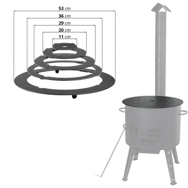 Ø48-52 cm Adapter - Ringe für Eintopfofen Utschak Herdplatte für Feuerkessel Kasan Adaptierung Kazan