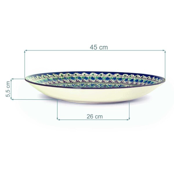 Oriental Ljagan Usbekische Rischtan Lagan Keramik Schale Plate Glasur Teller Handarbeit Ляган Ø 45 cm