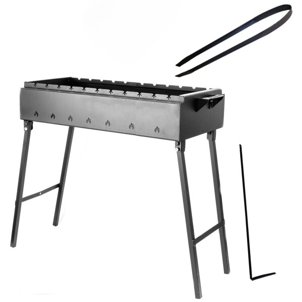 Mangal Klappbar 2 mm Stahl Holzkohlegrill BBQ für Spieße oder Grillrost Schaschlik Shashlychnik Grill ideal für Garten, Camping & Picknick