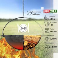 Schaschlikgrill 90 cm klappbar 2 mm Stahl Mangal Holzkohlegrill für 14 Spieße 8L Gusseisen Kazan mit Deckel Adapterringe 4 mm Grillset BBQ Campinggrill