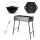 Klappbarer Schaschlikgrill 2 mm Stahl, 90 cm lang, Holzkohlegrill für 14 Spießen Adapter Ringe 6L Kazan aus Gussesen BBQ Mangal
