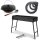 Schaschlikgrill 90 cm klappbar 2 mm Stahl Mangal Holzkohlegrill für 14 Spieße 8L Gusseisen Kazan mit Deckel Adapterringe 4 mm Grillset BBQ Campinggrill