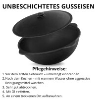 Uchag 2mm Stahl mit Abzugsrohr 8-22L Kazan Gusseisen Feuerstelle Utschak Utschag Kasan Feldküche Campingofen Außenküche Eintopfofen mit Schaumkelle Suppenkelle Grillfächer