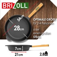 Ø28cm Brotbacken Gusseisen Topf Gusseisentopf mit Deckel-Bratpfanne Kochtopf aus Gusseisen Pfanne Brotbackform geeignet für Gasgrill, Backofen, Feuerstelle und alle Herdarten inkl. Induktion