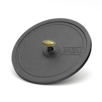 28 cm Gusseisen Grillpfanne Holzgriff Pressdeckel Bratpfanne Pfanne Feuerpfanne Pfannenwender Induktion