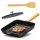28 cm Gusseisen Grillpfanne Holzgriff Pressdeckel Bratpfanne Pfanne Feuerpfanne Pfannenwender Induktion