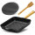 28 cm Gusseisen Grillpfanne Holzgriff Pressdeckel Bratpfanne Pfanne Feuerpfanne Pfannenwender Induktion