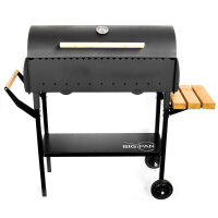 Robuster Holzkohlegrill aus 3 mm Stahl mit Deckel, Rollen...