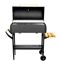 Robuster Holzkohlegrill aus 3 mm Stahl mit Deckel, Rollen und Seitenablage BBQ Schaschlik Grill Mangal