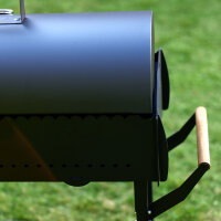 Robuster Holzkohlegrill aus 3 mm Stahl mit Deckel, Rollen und Seitenablage BBQ Schaschlik Grill Mangal