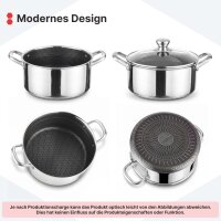 Kochtopf Ø20 - 32 cm – Edelstahl Induktion Topf mit Antihaft-Wabenstruktur, Glasdeckel & ergonomischen Griffen, spülmaschinenfest & langlebig